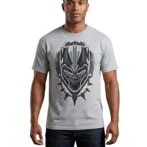 Mad Engine Marvel Black Panther T-Shirt Mens Medium Gray Graphic Geometric Mask